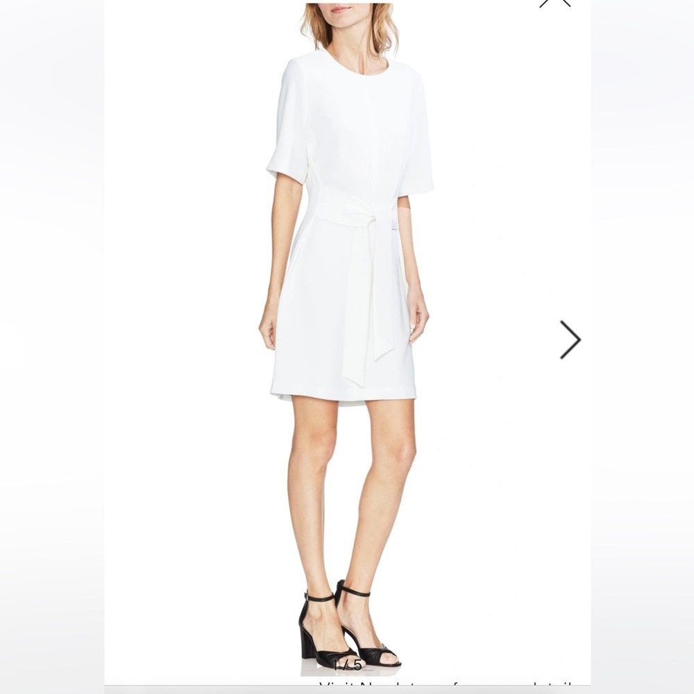 Vince Camuto | Parisian Belted Crepe Dress Ivory 4 NWT